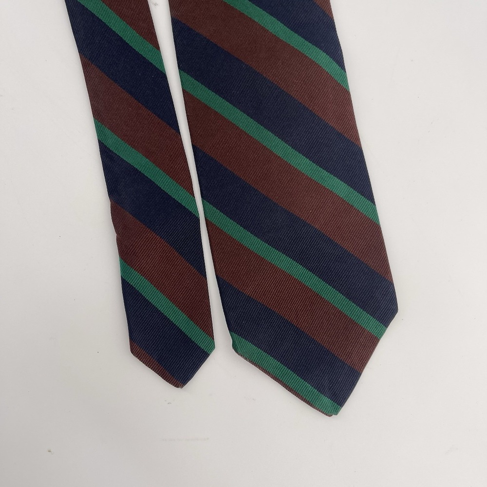 Vintage Brooks Brothers Makers All Silk Tie Navy Burgundy Green Striped USA